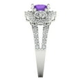 thumbnail image 3 of 2.16 ct Round Cut Natural Amethyst 3 Stone 18K White Gold Womens Engagement Ring, 3 of 5