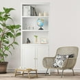 thumbnail image 3 of Giantex Standing Wooden Display Bookcase w/Doors, Ideal for Home Bedroom, Living Room, Office, Library, White, 3 of 9