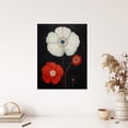 thumbnail image 4 of Poppy On Black Striking Wildflowers Red White Petals Floral Painting Unframed Wall Art Print Poster Home Decor Premium, 4 of 5