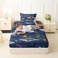 thumbnail image 4 of Feelyou Dark Shark Ocean Twin Sheet Sets for Boys Girls Kids, Sea Coral Marine Wildlife Bedding, Navy, 3pcs, 4 of 5