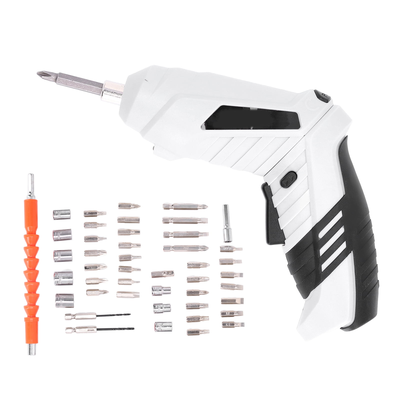 BIMZUC 3.6V Electric Screwdriver Set, Mini Foldable Rechargeable Power Screwdriver with USB Lithium Battery, 1300mAh, White (9.45 x 6.69 x 2.76 inches / 24 x 17 x 7 cm)