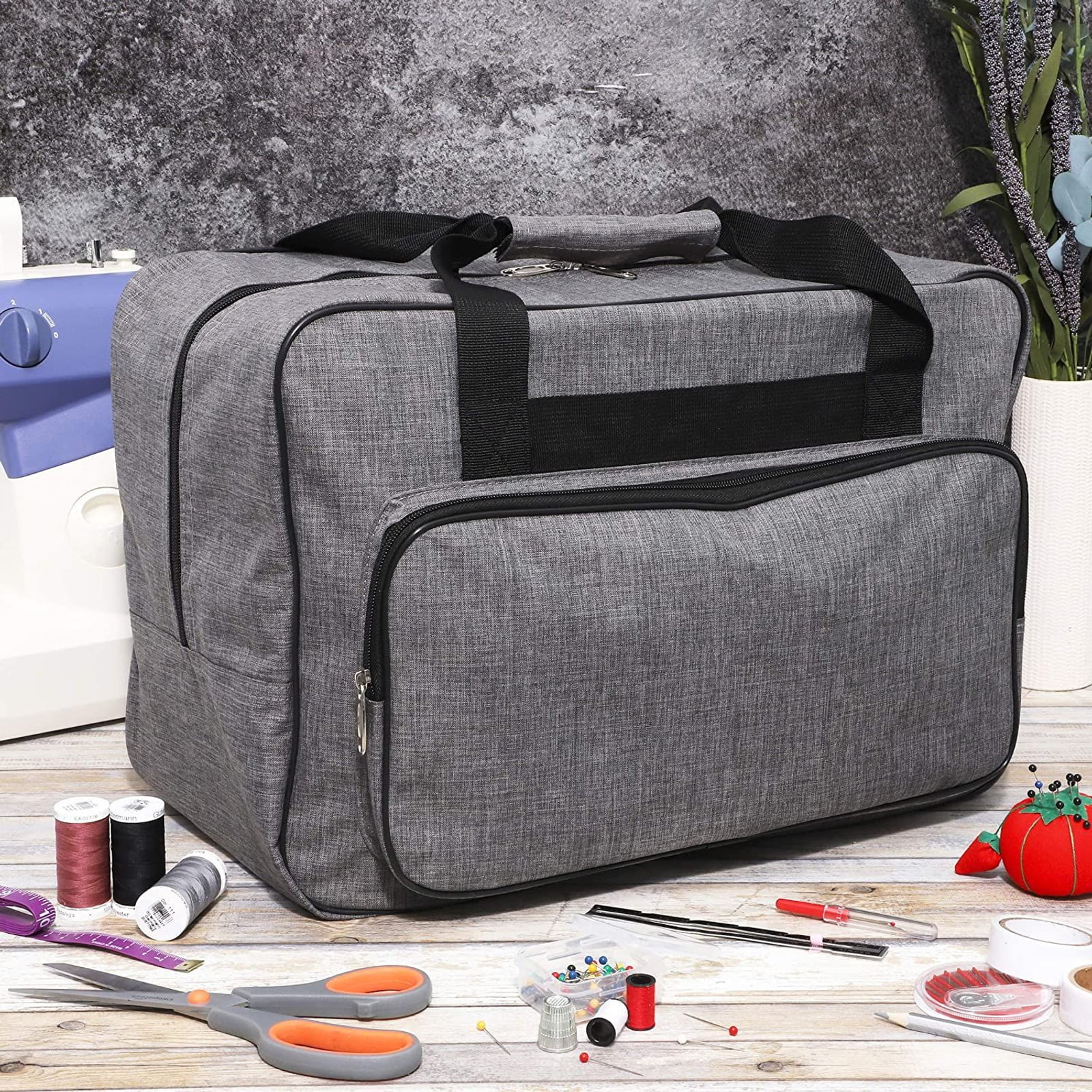 Universal Portable Sewing Machine Carrying Case Compatible with Most Standard Singer Janome Sewing Machine and Accessories Dark Pink Brother YEQIN Sewing Machine Tote Bag 