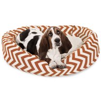 Majestic Pet Sherpa Chevron Bagel Pet Bed for Dogs, Calming Dog Bed Washable, Medium, Burnt Orange