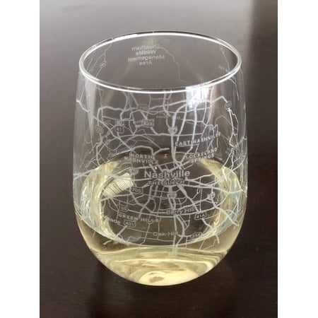 Stemless 17oz Wine Glass Urban City Map Nashville Tennessee