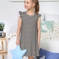 thumbnail image 4 of Balery Houndstooth Black And White Camisón de princesa para niñas, pijama de algodón con mangas abullonadas, suave y bonito.-Small, 4 of 6