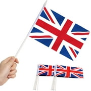 Anley British Union Jack UK Mini Flag Lot de 12 – Petits drapeaux miniatures de Grande-Bretagne sur bâton – 12,7 x 20,3 cm avec mât solide et pointe en forme de lance