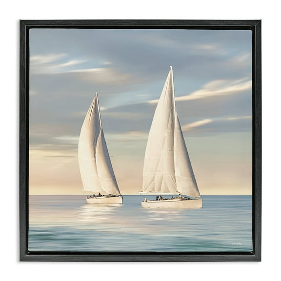 Stupell Industries Two Mighty Sailboats Transportation Painting Black Floater Framed Canvas Art Print Wall Art, 18 x 18