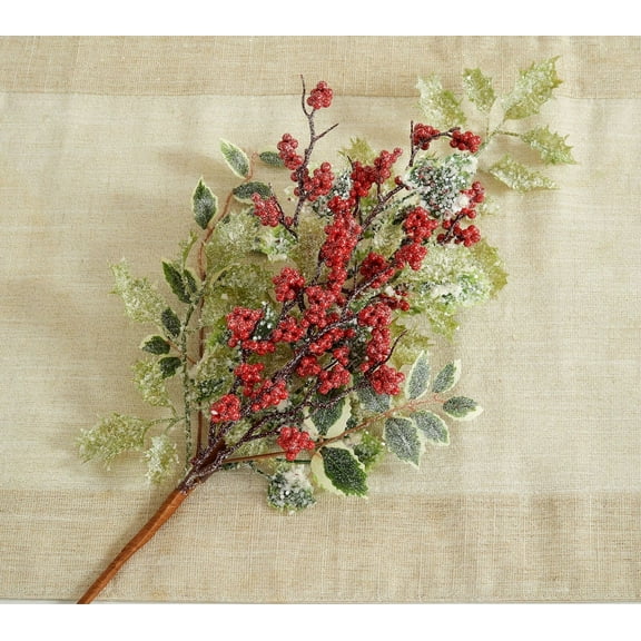 Set of 4 froted Holly Berry Stems by Valerie in Red