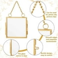 thumbnail image 4 of 6pcs Gold Mini Glass Hanging Frame 2.7x2.7x0.3 Inch Gold Metal Picture Frames Clear Double Glass Floating Frame Hanging Artwork Display Frame Glass Frame for Pressed Flowers Leaf and Artwork, 4 of 6