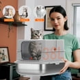 thumbnail image 6 of Lohoms Stainless Steel Litter Box with Lid, XL Extra Large Enclosed Cat Litter Box for Big Cats 110° Flip Cover, Front & Top Dual Entry, High Sided Litter Box & Pedal & Scoop, Anti-Leakage, 6 of 11