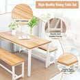 thumbnail image 6 of Cvortll Dining Table Set for 2, 43" Farmhouse Kitchen Table with 2 Wood Bench, 3-Pieces Rectangle Dinette Set for Dining Room, Breakfast Nooks, Small Space, 6 of 7