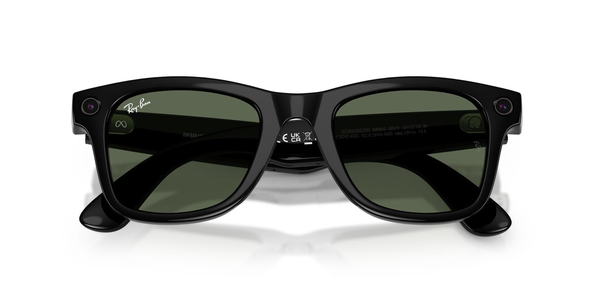 Ray-Ban Meta Wayfarer Gen 2 Smart Glasses, AI Meta Glasses with Photo and Video, Size 50, Shiny Black/G15 Green
