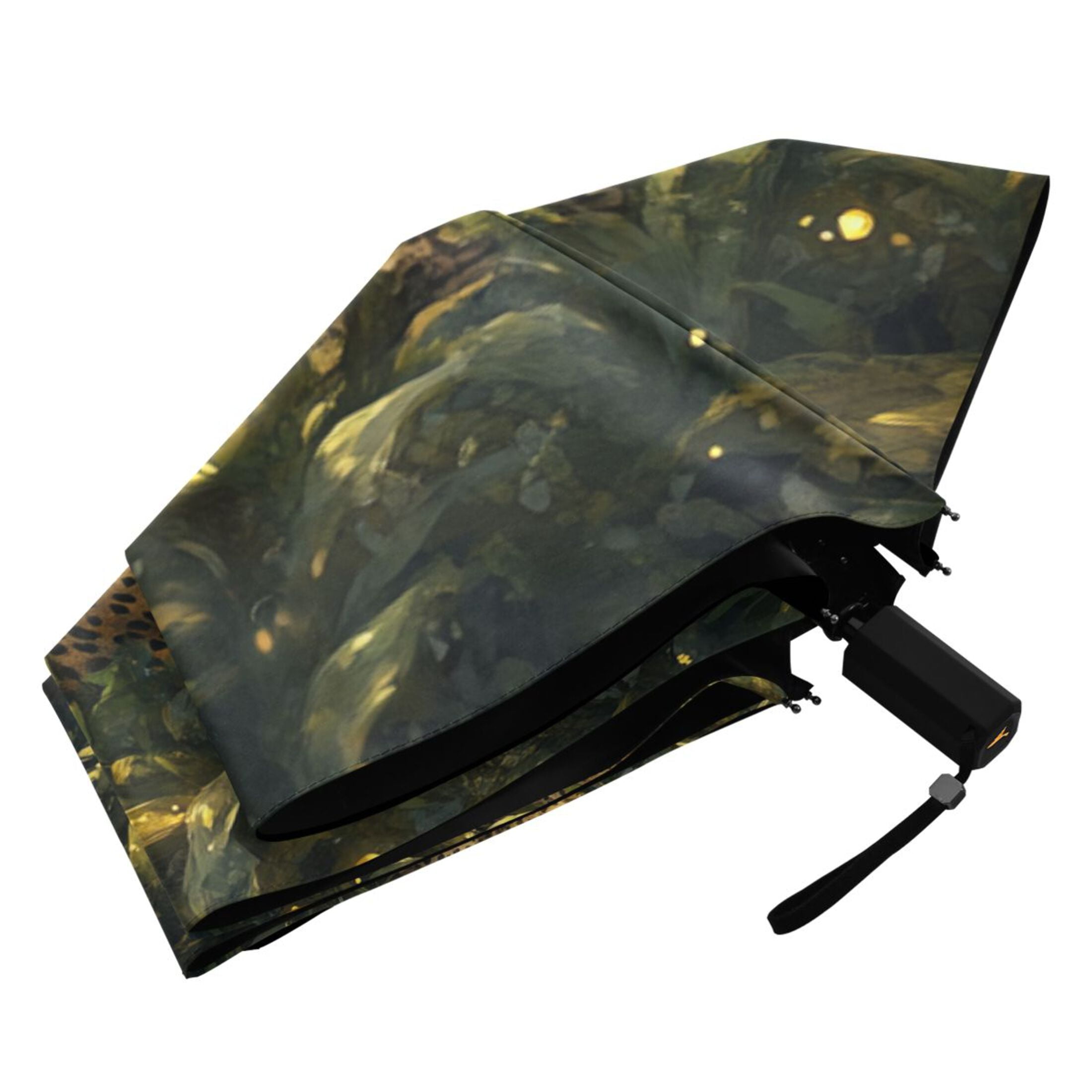 Leopards in Moonlight Jungle All Weather Umbrella Triple Folding Parasol 6 Ribs UV Protection Portable