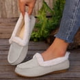 thumbnail image 5 of Women's Slip On Fluffy Suede Loafers Warm Fleece Lined Non Slip Walking Shoes Fashion Moc Toe Dress Shoes, 5 of 6