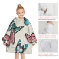 thumbnail image 6 of Butterfly Colorful Wing Pattern Blanket Hoodies for Kids 6-13YR Oversize Wearable Blanket Hoodies for Boys Girls Teens, 6 of 7
