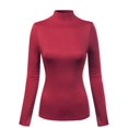 thumbnail image 1 of Made by Olivia Women's Mock Neck Long Sleeve Turtleneck Slim Fit Sweater Top Burgundy S, 1 of 3
