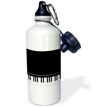 

3dRose Black piano edge - baby grand keyboard music design for pianist musical player and musician gifts Sports Water Bottle 21oz
