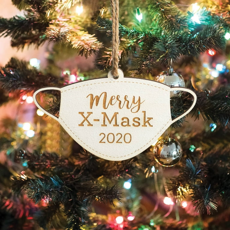 Merry X Mask 2020 Christmas Tree Ornament with COVID Face Mask on White Wood Decoration Walmart