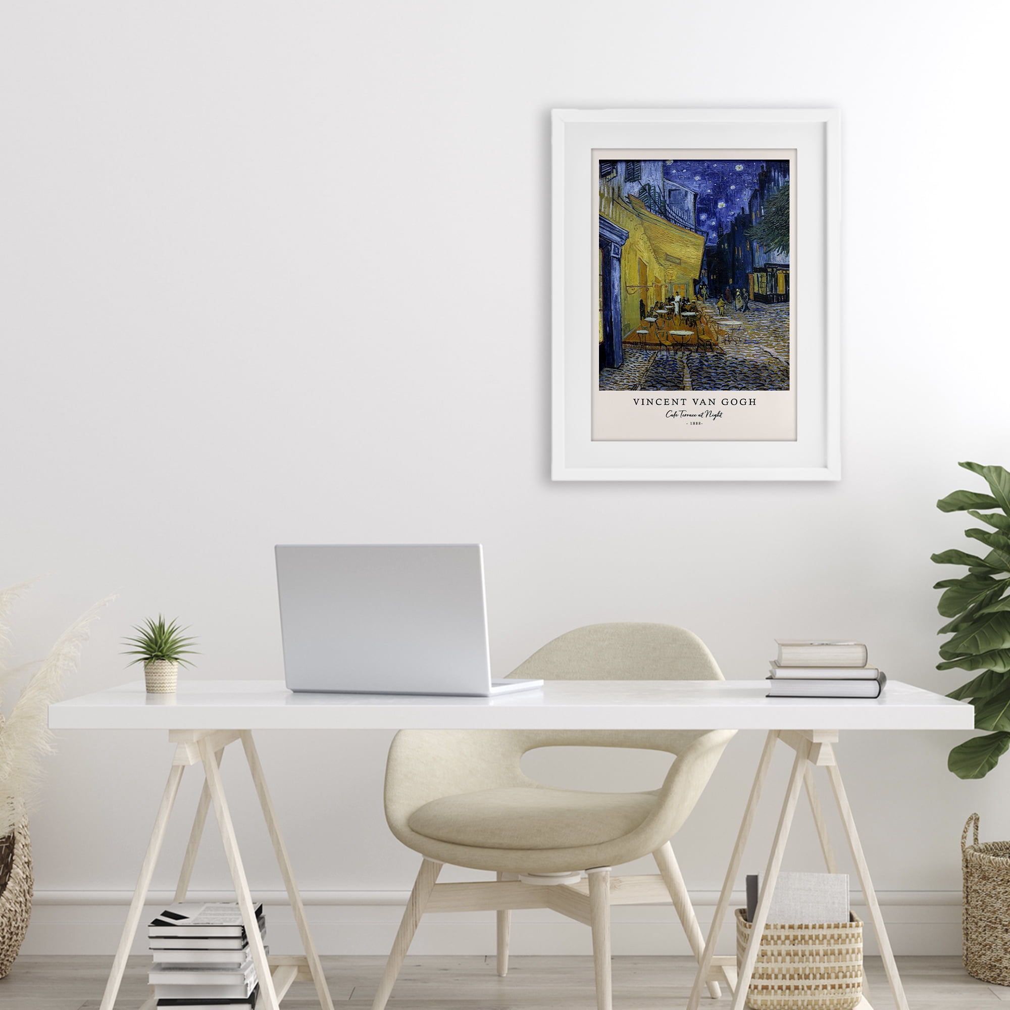 Stupell Industries Classic Cafe Terrace At Night White Framed Print Under Glass, design by Vintage Hustle
