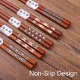 thumbnail image 4 of Reusable Chopsticks Japanese Natural Wooden 5 Pairs Classic Style Lightweight Hand-carved Safe Chop Sticks 88 Inch/225cm Gift Set, 4 of 5