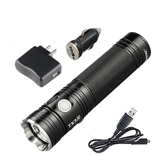 Combo: Eagletac TX3G Pro Rechargeable XHP70.2 LED Flashlight -3000 Lumen -Cool White w/USB Adapters/Cord