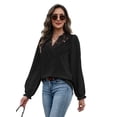 thumbnail image 4 of WIHOLL Blouses for Women Lace V Neck Long Sleeve Shirt Boho Dressy Casual Fall Tops Black, 4 of 9