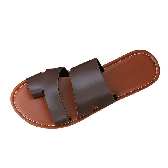 Funky Sandals Women Women Sandals Fashionable Simple and Solid Color New Pattern Summer Style Set Toe Flat Coffee Women Sandal