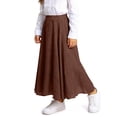 thumbnail image 5 of NAISIBABY Girls Maxi Skirt, Pleated Tiered High Waist Cotton Mesh Kids Flowy Swing Long Skirt Brown 12T, 5 of 7