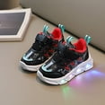 thumbnail image 2 of Otqutp Children Breathable Sneakers Children's Fashion Sport Shoes LED Charged Breathable Soft Sole Strap Collision Color for 1 To 6 Years(Black,4-4.5Years), 2 of 9