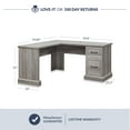 thumbnail image 5 of BELLEZE 60" L Shaped Home Office Desk with Storage Drawers - Kernville (Gray Wash), 5 of 7