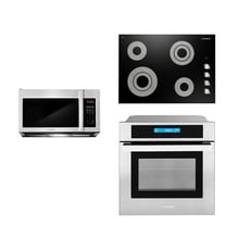 Cosmo 3 Piece Kitchen Appliance Package With 30" Electric Cooktop 30" Over The Range Microwave 24" Single Electric Wall Oven Kitchen Appliance Bundles