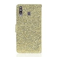 thumbnail image 2 of Allytech Samsung Galaxy A20s, Glitter Bling Design PU Leather Folding Stand Shockproof Hand Strap Magnetic Credit Cards Slots Wallet Case Flip Cover for Samsung Galaxy A20s, Gold, 2 of 9