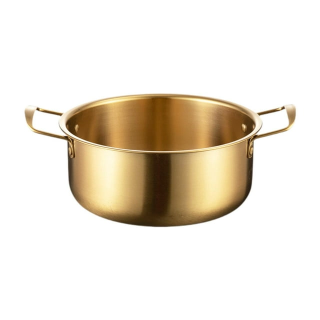 Pot de ramen coreano Multifunción práctica, durabilidad con manejo de utensilios de cocina de calefacción rápida, cocción de acero inoxidable portátil Diámetro 18 cm