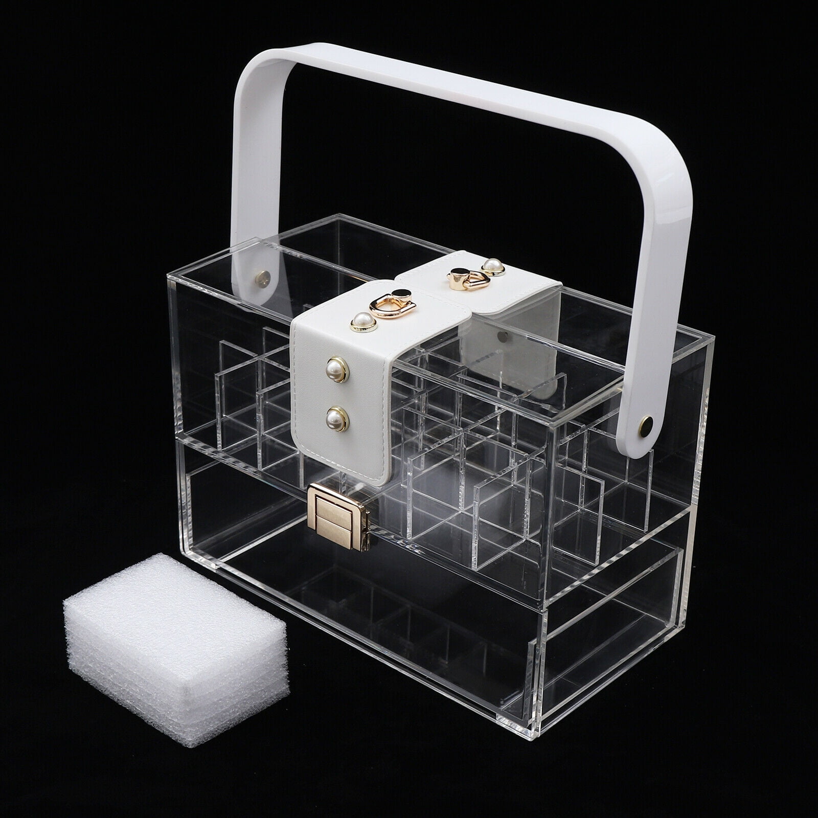 Modern Clear Acrylic Cosmetic Organizer,Large Dustproof Cosmetic Display Cases Skincare