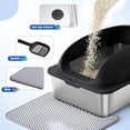 thumbnail image 7 of Kelno Cat Litter Box with Lid Scoop Mat High Wall Anti-Urine Leak Stainless Steel Litter Box, Black, 7 of 7