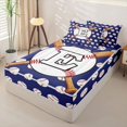 thumbnail image 2 of Homewish Sport Letter Monogrammed E Zipper Twin Comforter Sets with Fitted Sheet and 2 Pillowcases for Teens,Baseball Gamer Zipper Bedding Set for Boys Girls,4-Piece,Navy Blue Reversible, 2 of 6