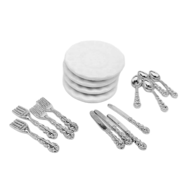 Plato de Accesorios de cocina Decoración de con cubiertos Argén Zulema Plato de casa de muñecas