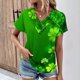 thumbnail image 1 of Fiudx Ofertas Del Día Top de Primavera/Verano de Manga Corta Informal con Cuello En V Estampado Del Día de San Patricio para Mujer, 1 of 5