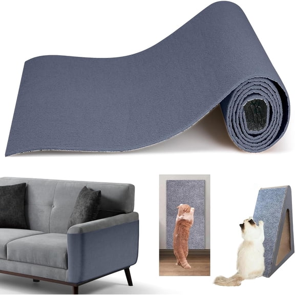 78.7"x15.8" Cat Scratch Mat,Trimmable Self-Adhesive Carpet, DIY Cat Climb Covered Pads for Furniture Couch or Wall Protector (Grey)