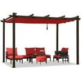thumbnail image 3 of PURPLE LEAF Pergola 10' X 12’ Outdoor Retractable Pergola with Weather-Resistant Canopy Aluminum Garden Pergola Patio Grill Gazebo for Garden Yard Gazebo, Terra, 3 of 9