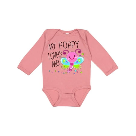 

Inktastic My Poppy Loves Me- cute dragonfly Gift Baby Boy or Baby Girl Long Sleeve Bodysuit