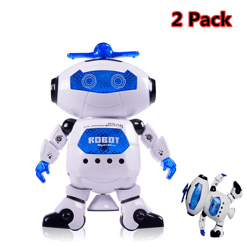 360° Revolving Dancing Toddler Robot Toys Kids Boys LED Light Musical Xmas Gift 
