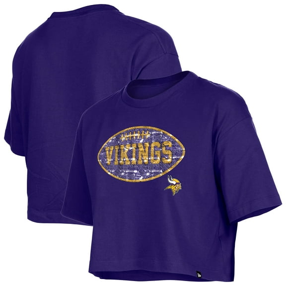 Girl's New Era Purple Minnesota Vikings Flip Sequin Boxy T-Shirt