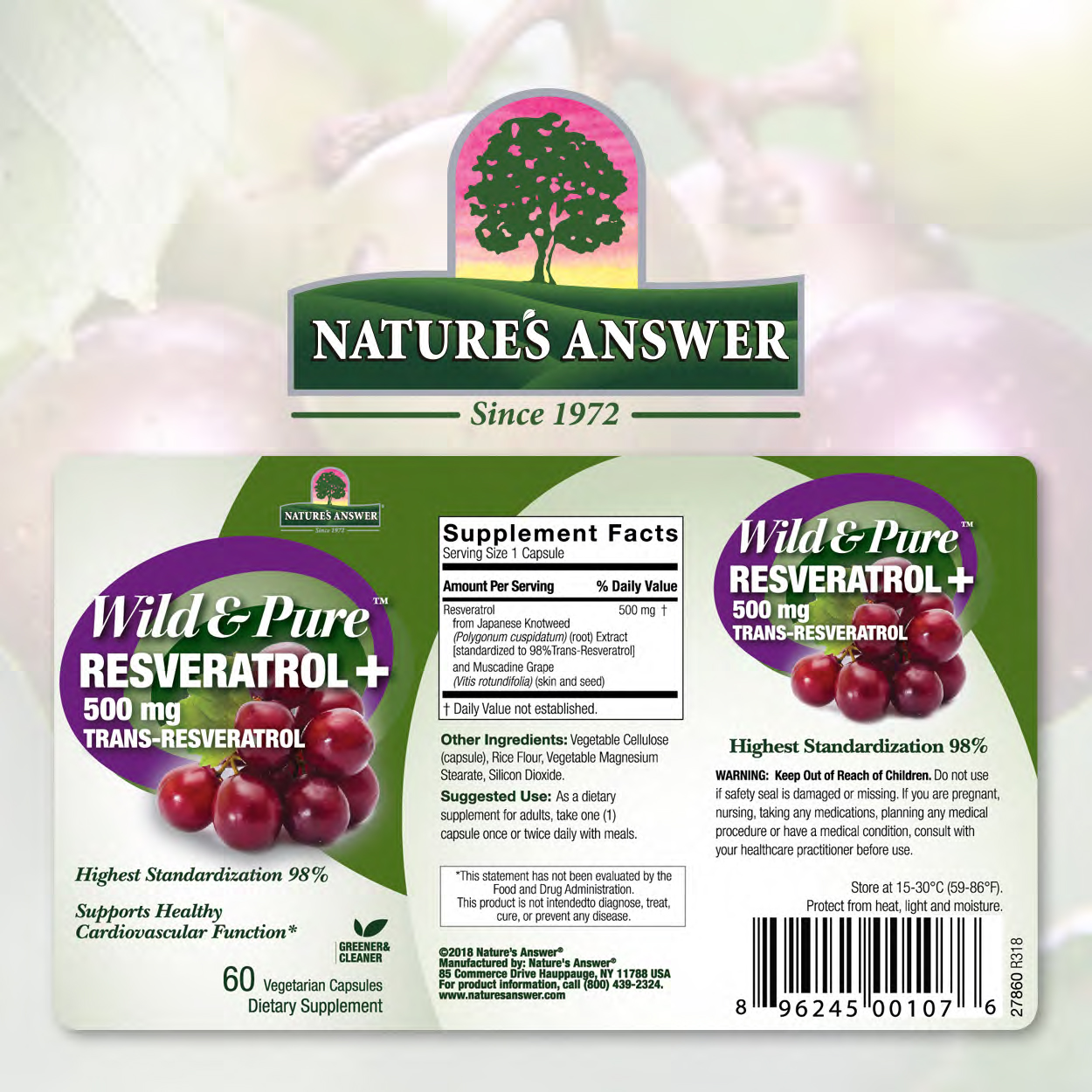 Genceutic Naturals Wild & Pure™, Resveratrol+, 60 Vegetarian Capsules