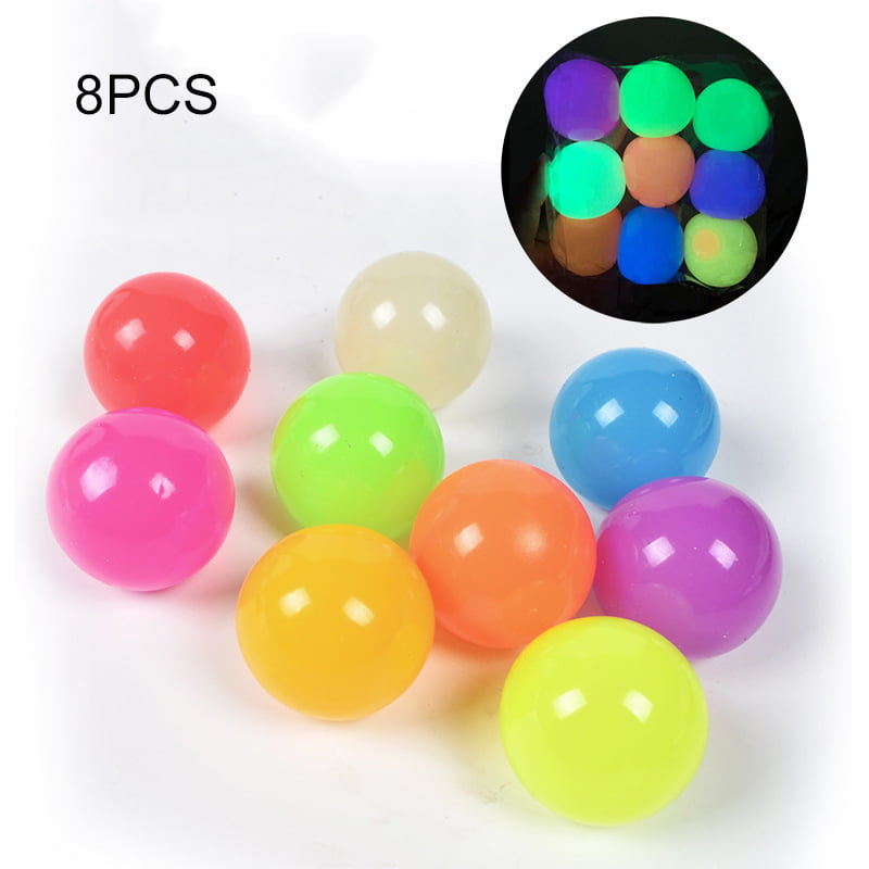 4.5cm 4pcs Sticky Globbles Ball Luminous Sticky Target Stress Relief Toys 