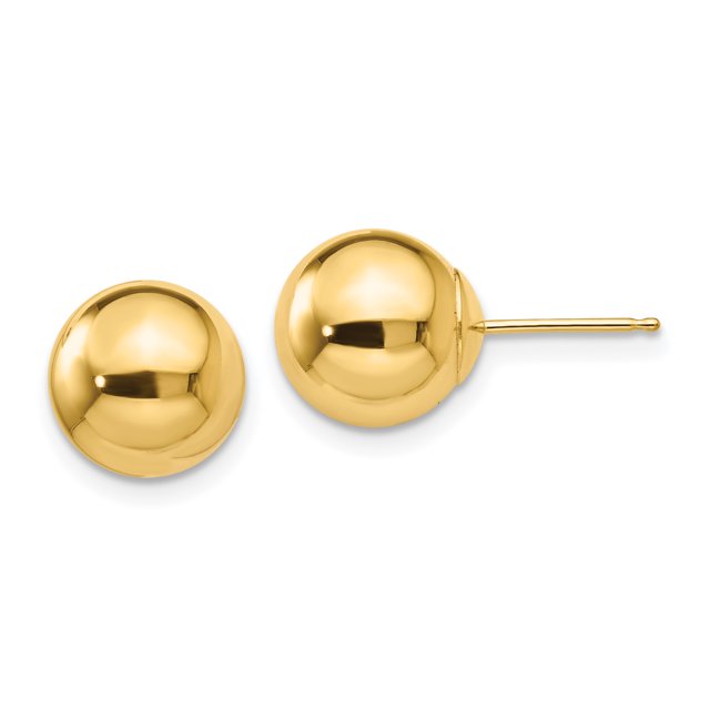 14k Yellow Gold 9mm Ball Stud Earrings Button
