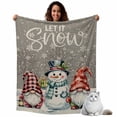 thumbnail image 4 of Throw Blanket Fleece Throw Blanket 40x50in, Christmas Gnome with Snowman Soft Lightweight Bed Blankets Winter Snowflake on Linen Fuzzy Couch Blankets for All Season, 4 of 9