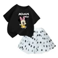 thumbnail image 4 of Conjunto de 2 piezas de camiseta y falda de algodón para niña, falda tutú de princesa de ballet esponjosa, traje de falda de encaje para fiesta de cumpleaños y boda, 4 of 5
