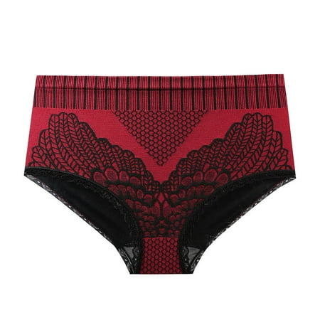 Rbaofujie Women Underwear High Waist Cotton Briefs Ladies Panties Tummy Control Panty Full Coverage Red L Womens Thong Underwear