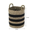 Mainstays Natural and Black Rush Decorative Storage Basket with Handles